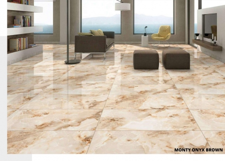 Glazed Porcelain Tiles 600x1200 MM Glossy monty onyx brown