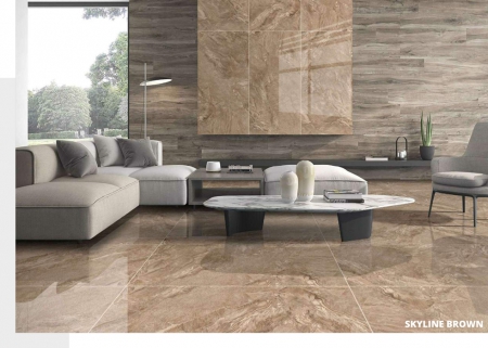 Glazed Porcelain Tiles 600x1200 MM Glossy skyline brown