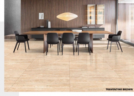 Glazed Porcelain Tiles 600x1200 MM Glossy travertine brown