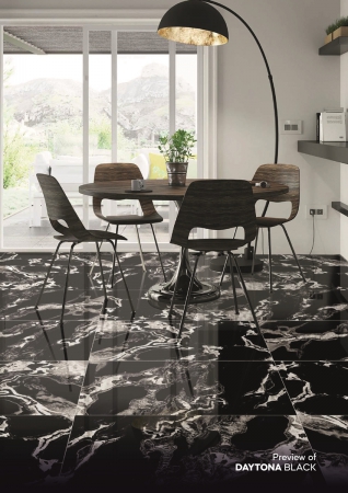 Glazed Porcelain Tiles 600x1200 MM High Glossy daytona black