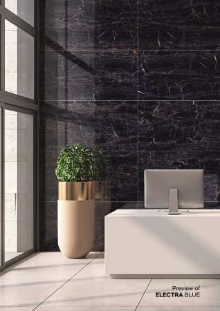 Glazed Porcelain Tiles 600x1200 MM High Glossy electra blue