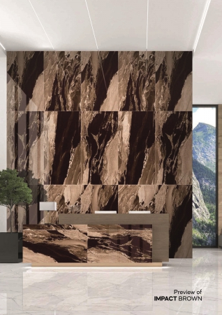 Glazed Porcelain Tiles 600x1200 MM High Glossy impact brown