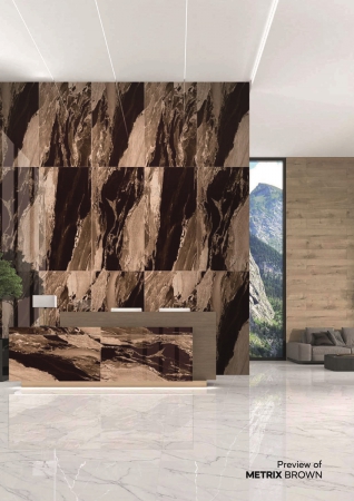 Glazed Porcelain Tiles 600x1200 MM High Glossy matrix brown