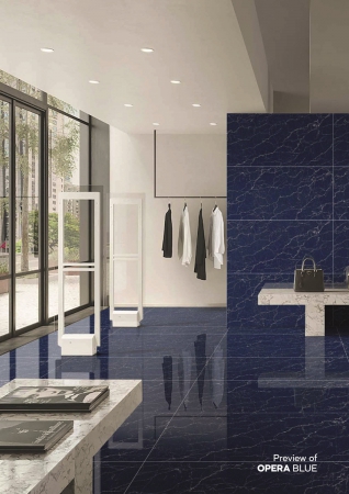 Glazed Porcelain Tiles 600x1200 MM High Glossy opera blue