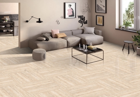 Glazed Porcelain Tiles 600x600 MM Glossy traventino beige