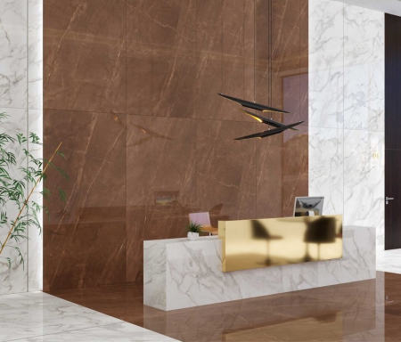 Slab Porcelain Tiles 1200x2400 MM High Gloss armani brown