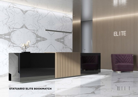 Slab Porcelain Tiles 800x1600 MM Gloss statuario elite book match