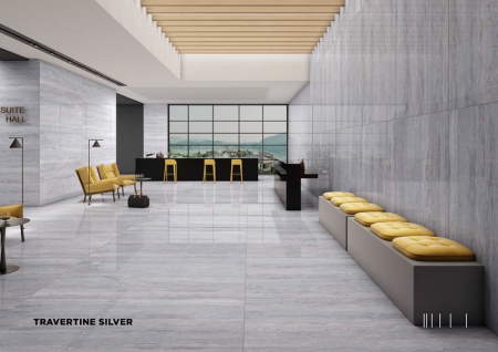 Slab Porcelain Tiles 800x1600 MM Gloss travertine silver